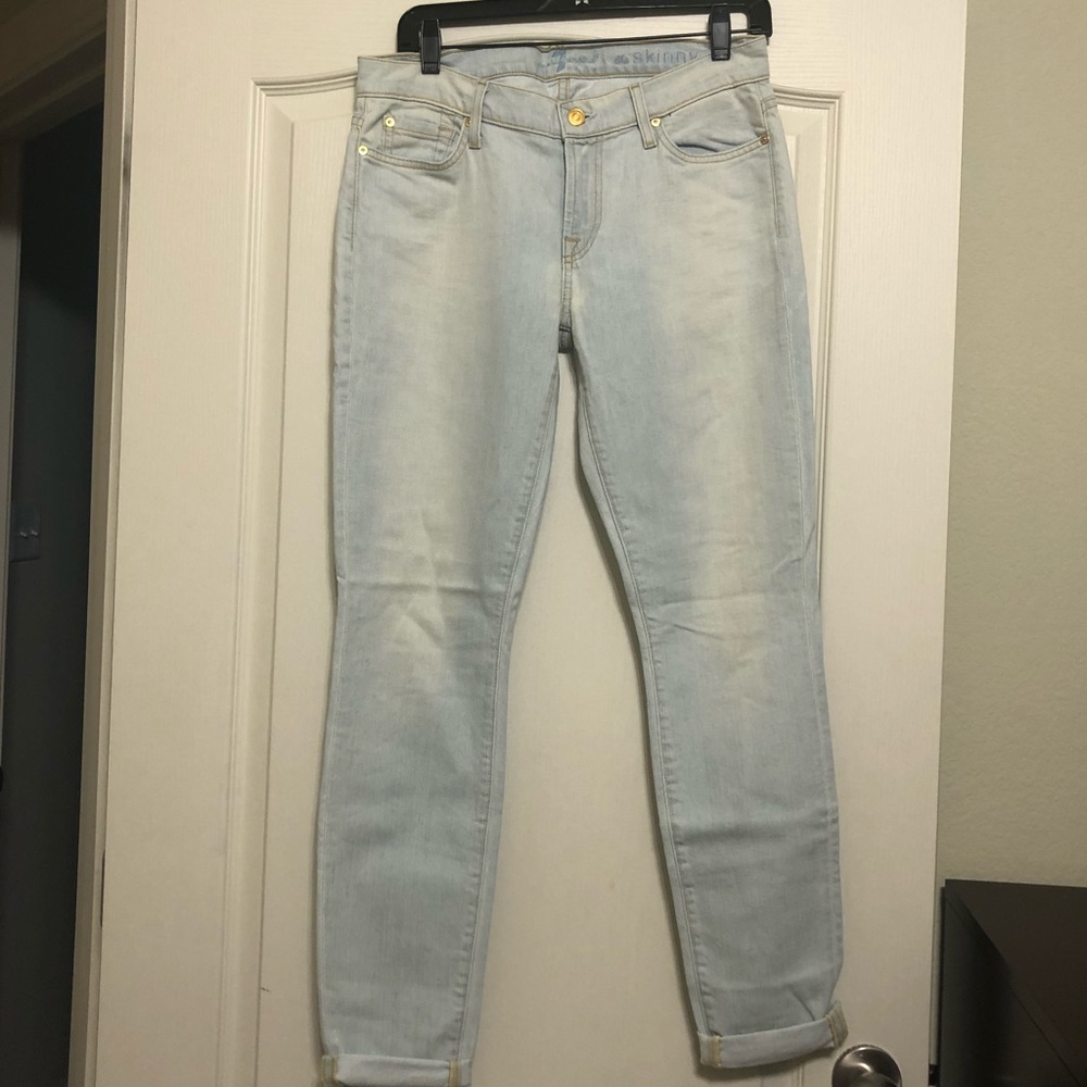 7 for all Mankind light wash “the skinny” jeans